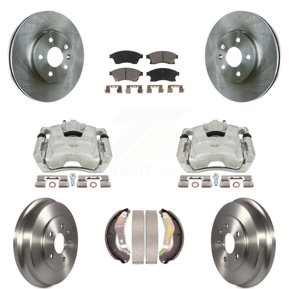 Front Rear Disc Brake Caliper Rotors Drums Ceramic Pads Kit (8Pc) For Chevrolet Sonic KC8-100866C by Transit Auto