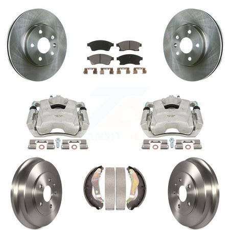 Front Rear Disc Brake Caliper Rotors Drums Ceramic Pads Kit (8Pc) For Chevrolet Sonic KC8-100866C by Transit Auto