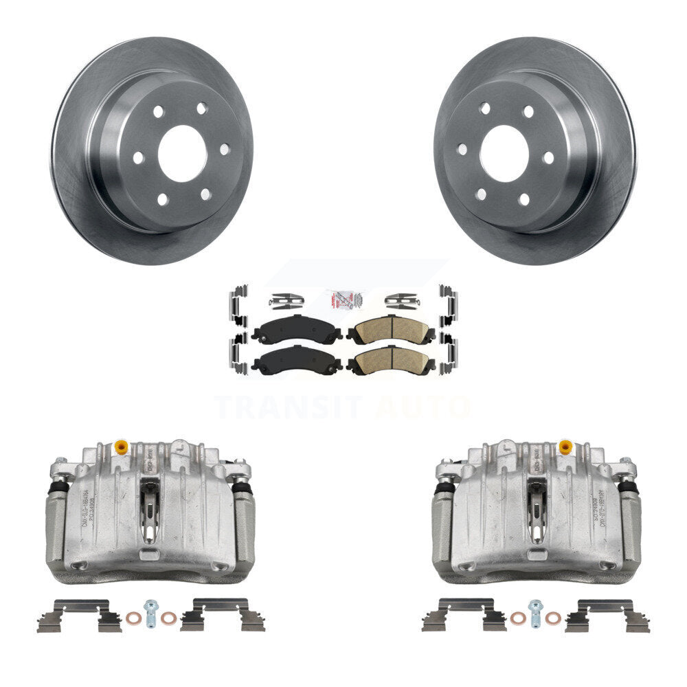 Rear Disc Brake Caliper Rotors And Ceramic Pads Kit For 2002 Chevrolet Suburban 1500 4WD KC8-100869N