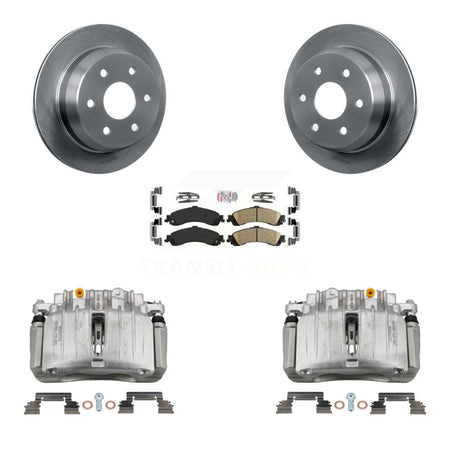 Rear Disc Brake Caliper Rotors And Ceramic Pads Kit For 2002 Chevrolet Suburban 1500 4WD KC8-100869N