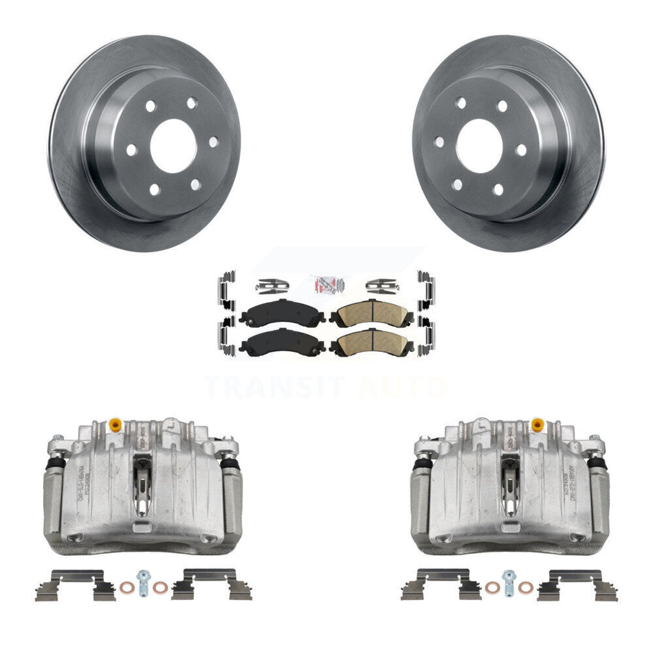 Rear Disc Brake Caliper Rotors And Ceramic Pads Kit For 2002 Chevrolet Suburban 1500 4WD KC8-100869N