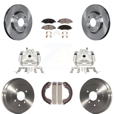 Front Rear Disc Brake Caliper Rotors Drums Semi-Metallic Pads Kit (8Pc) For Nissan Versa KC8-100869P