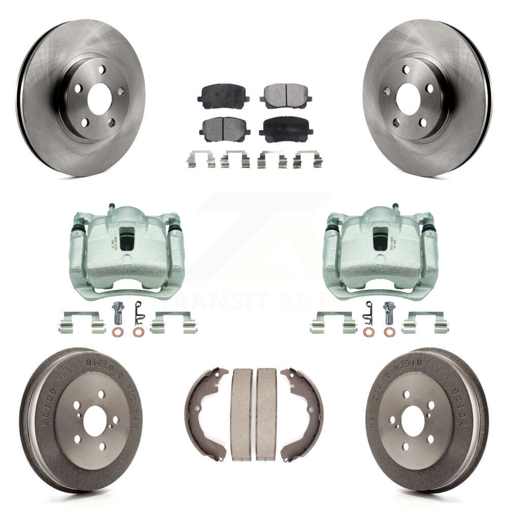 Front Rear Brake Caliper Rotor Drum Ceramic Pad Kit (8Pc) For Toyota Matrix Pontiac Vibe KC8-100869T