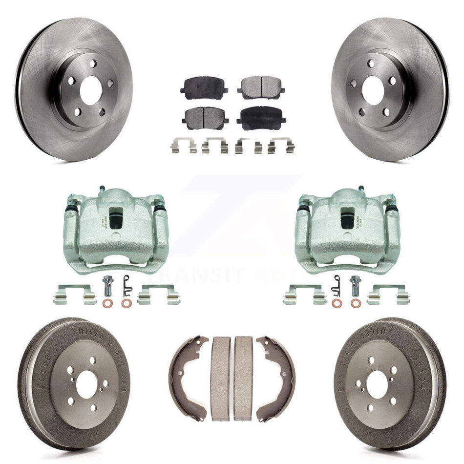 Front Rear Brake Caliper Rotor Drum Ceramic Pad Kit (8Pc) For Toyota Matrix Pontiac Vibe KC8-100869T