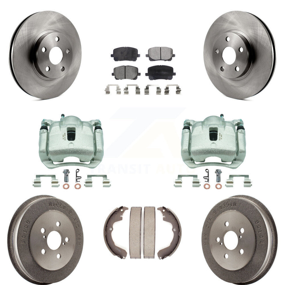 Front Rear Brake Caliper Rotor Drum Ceramic Pad Kit (8Pc) For Toyota Matrix Pontiac Vibe KC8-100869T