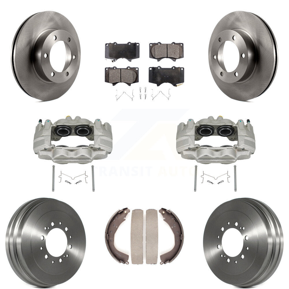 Front Rear Disc Brake Caliper Rotors Drum Semi-Metallic Pads Kit (8Pc) For Toyota Tundra KC8-100870P