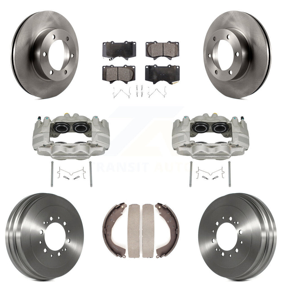 Front Rear Disc Brake Caliper Rotors Drum Semi-Metallic Pads Kit (8Pc) For Toyota Tundra KC8-100870P