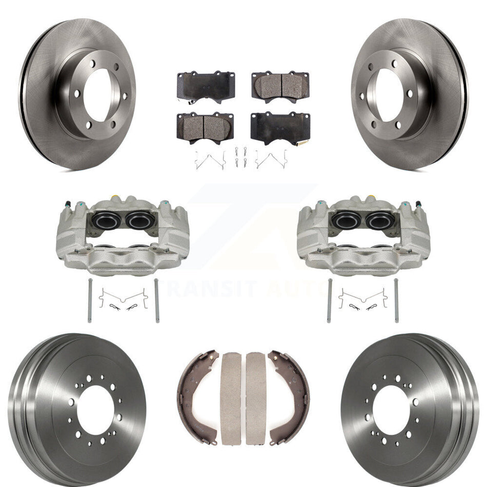 Front Rear Disc Brake Caliper Rotors Drum Semi-Metallic Pads Kit (8Pc) For Toyota Tundra KC8-100870P