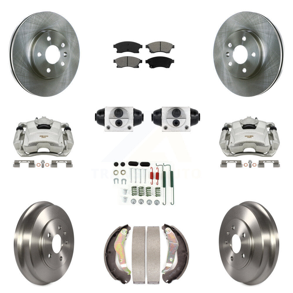 Front Rear Disc Brake Caliper Rotors Drum Semi-Metallic Pad Shoe Cylinder Kit (11Pc) For KC8-100870S