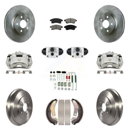 Front Rear Disc Brake Caliper Rotors Drum Semi-Metallic Pad Shoe Cylinder Kit (11Pc) For KC8-100870S