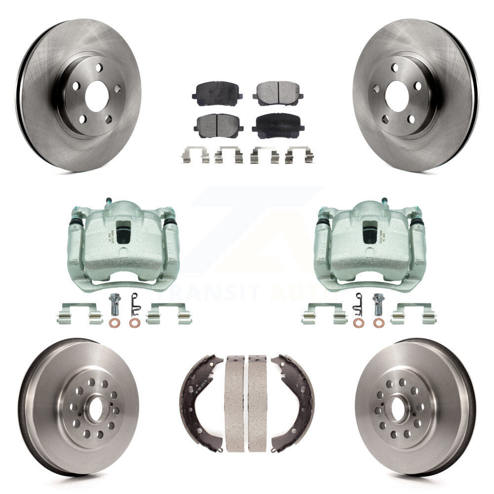 Front Rear Brake Caliper Rotor Drum Ceramic Pad Kit (8Pc) For Toyota Matrix Pontiac Vibe KC8-100870T