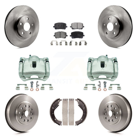 Front Rear Brake Caliper Rotor Drum Ceramic Pad Kit (8Pc) For Toyota Matrix Pontiac Vibe KC8-100870T