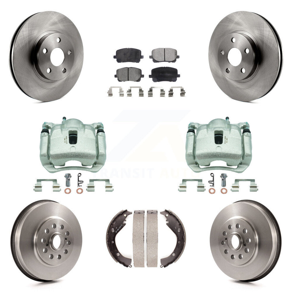 Front Rear Brake Caliper Rotor Drum Ceramic Pad Kit (8Pc) For Toyota Matrix Pontiac Vibe KC8-100870T
