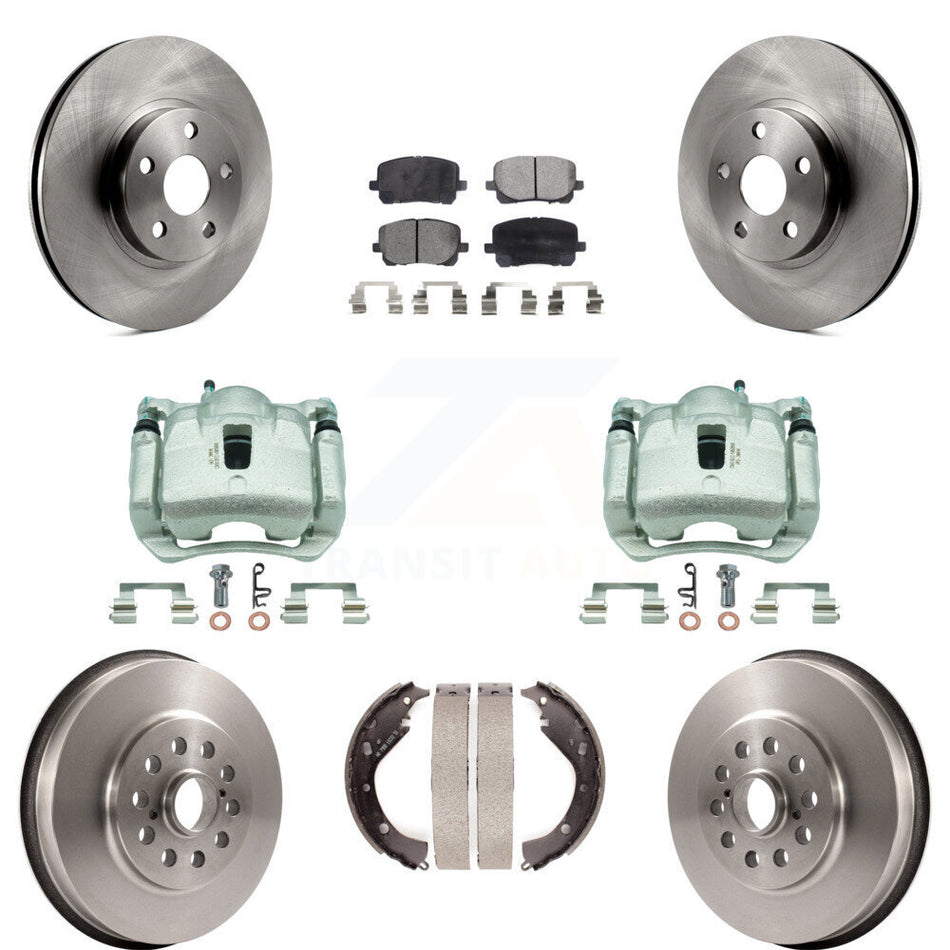 Front Rear Brake Caliper Rotor Drum Ceramic Pad Kit (8Pc) For Toyota Matrix Pontiac Vibe KC8-100870T