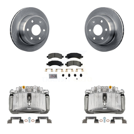 Rear Brake Caliper Rotor Semi-Metallic Pad Kit For GMC Yukon Chevrolet Tahoe XL 1500 RWD KC8-100871N