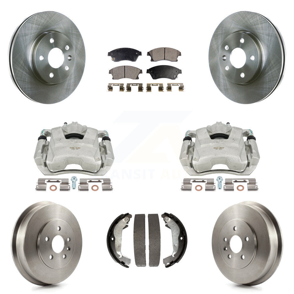 Front Rear Disc Brake Caliper Rotors Drums Semi-Metallic Pads Kit (8Pc) For Chevrolet Cruze Limited KC8-100871P by Transit Auto