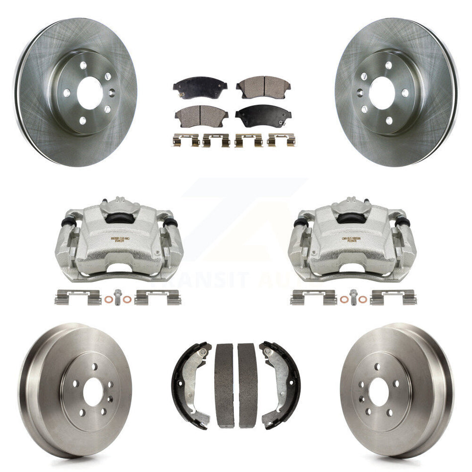 Front Rear Disc Brake Caliper Rotors Drums Semi-Metallic Pads Kit (8Pc) For Chevrolet Cruze Limited KC8-100871P