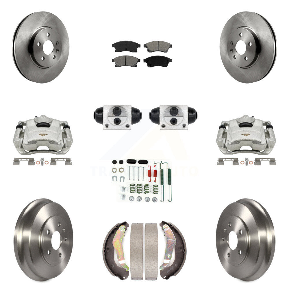 Front Rear Disc Brake Caliper Rotors Drum Semi-Metallic Pad Shoe Cylinder Kit (11Pc) For KC8-100871S