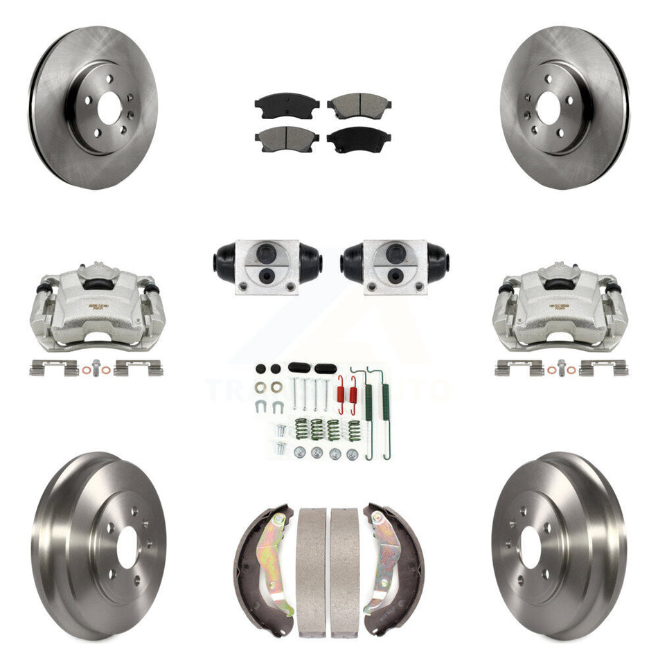 Front Rear Disc Brake Caliper Rotors Drum Semi-Metallic Pad Shoe Cylinder Kit (11Pc) For KC8-100871S