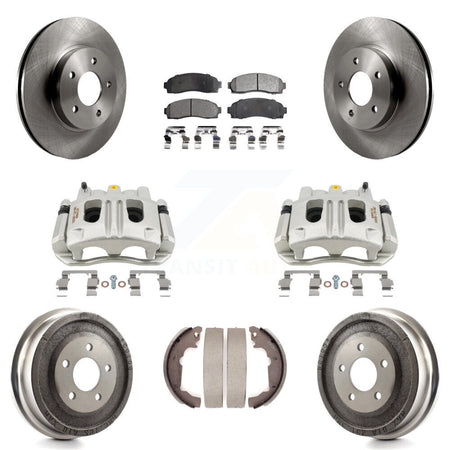 Front Rear Brake Caliper Rotors Drums Semi-Metallic Pads Kit (8Pc) For Chevrolet Equinox KC8-100872P