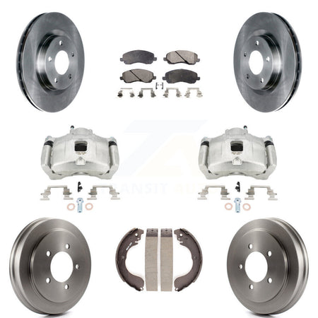 Front Rear Brake Caliper Rotor Drum Ceramic Pad Kit (8Pc) For Jeep Patriot Compass Dodge KC8-100873T