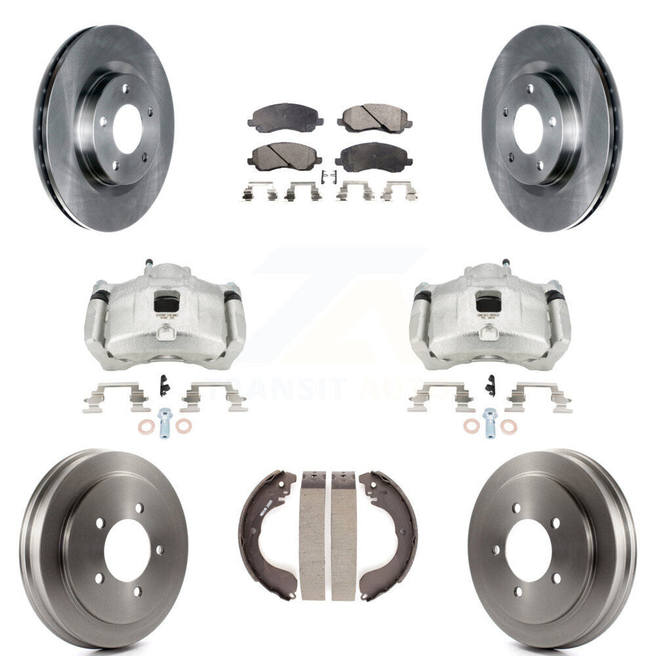 Front Rear Brake Caliper Rotor Drum Ceramic Pad Kit (8Pc) For Jeep Patriot Compass Dodge KC8-100873T