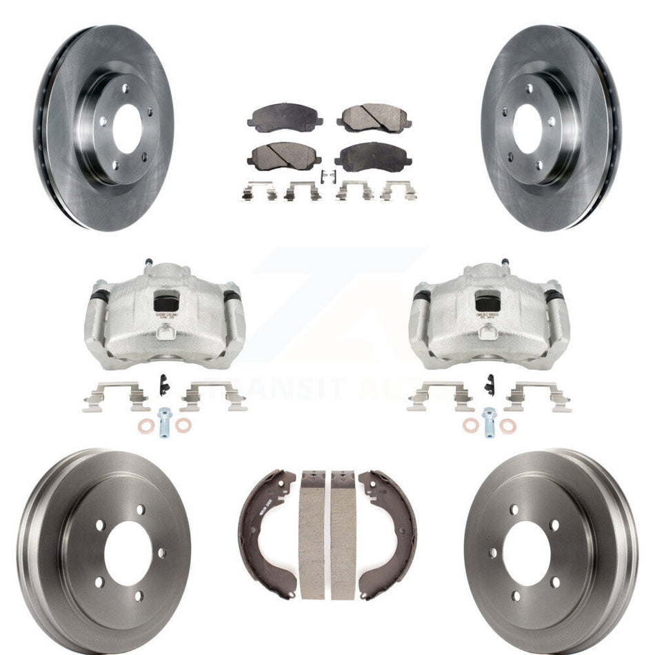 Front Rear Brake Caliper Rotor Drum Ceramic Pad Kit (8Pc) For Jeep Patriot Compass Dodge KC8-100873T