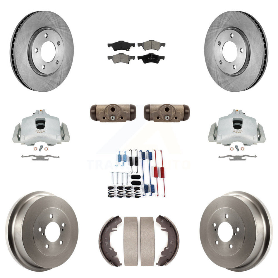 Front Rear Disc Brake Caliper Rotors Drums Semi-Metallic Pads Shoes Wheel Cylinders And Hardware Kit (11Pc) For Dodge Chrysler Town & Country Grand Caravan rear brakes KC8-100875S