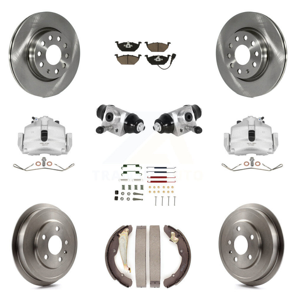 Front Rear Brake Caliper Rotor Drum Ceramic Pad Shoe Cylinder And Hardware Kit (11Pc) For 2011-2012 Volkswagen Jetta 2.5L with rear brakes With 280mm Diameter KC8-100876C