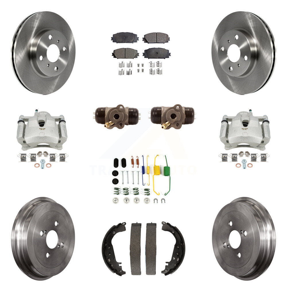 Front Rear Disc Brake Caliper Rotors Drum Semi-Metallic Pad Shoe Cylinder Kit (11Pc) For KC8-100876P