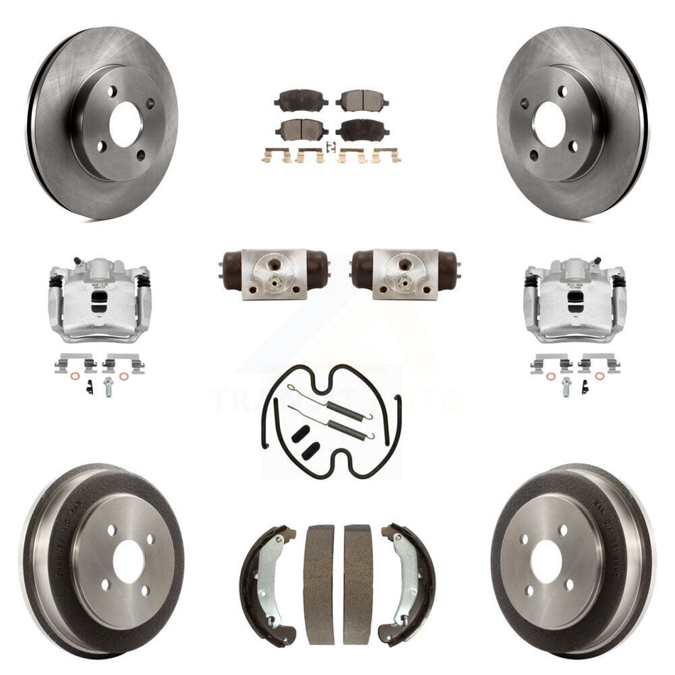 Front Rear Disc Brake Caliper Rotors Drum Semi-Metallic Pad Shoe Cylinder Kit (11Pc) For KC8-100879P