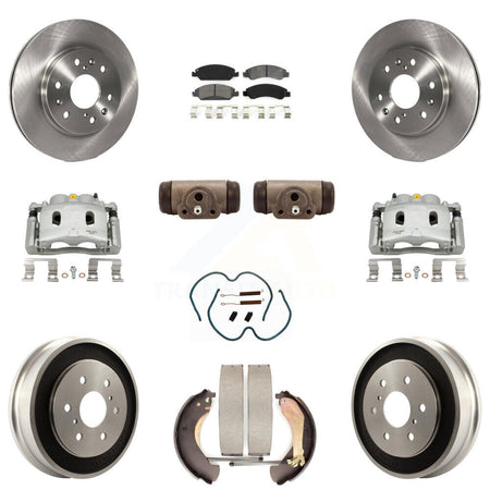 Front Rear Brake Caliper Rotors Drum Semi-Metallic Pad Shoe Cylinder Kit (11Pc) For 1500 KC8-100879S