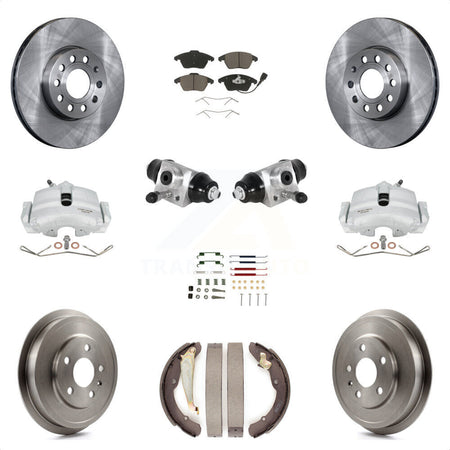 Front Rear Brake Caliper Rotor Drum Ceramic Pad Shoe Cylinder And Hardware Kit (11Pc) For 2011-2012 Volkswagen Jetta 2.5L with rear brakes With 288mm Diameter KC8-100880C by Transit Auto