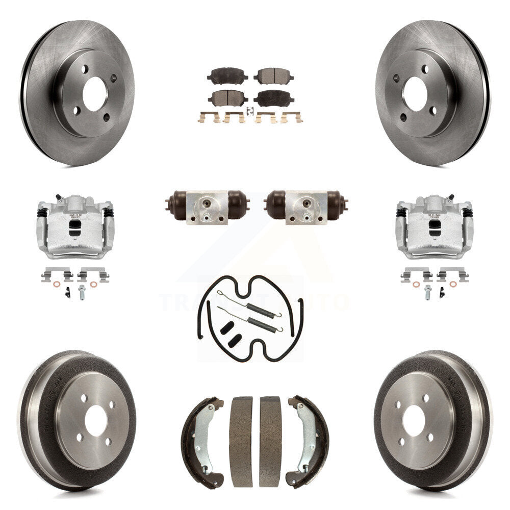 Front Rear Brake Caliper Rotor Drum Semi-Metallic Pad Shoe Cylinder & Kit (11Pc) For Ion KC8-100880P