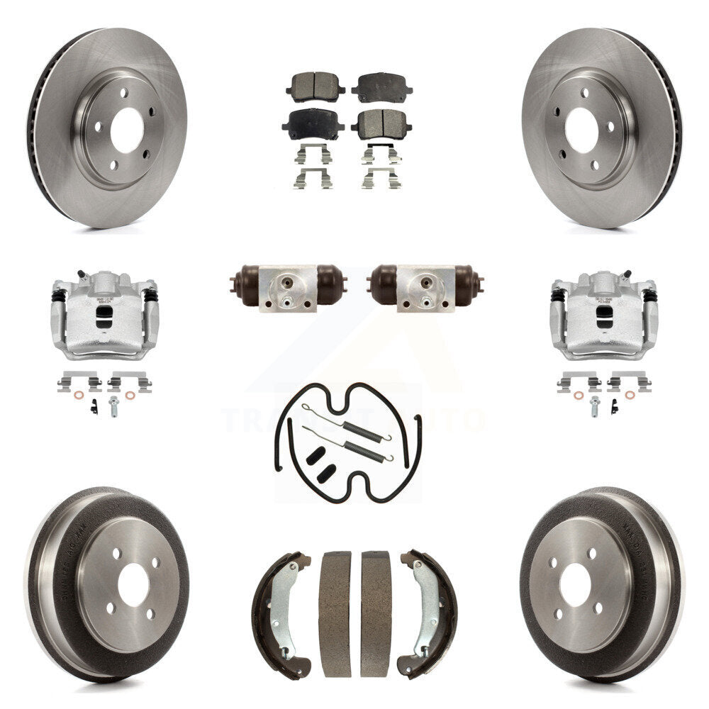 Front Rear Disc Brake Caliper Rotors Drum Semi-Metallic Pad Shoe Cylinder Kit (11Pc) For KC8-100881P