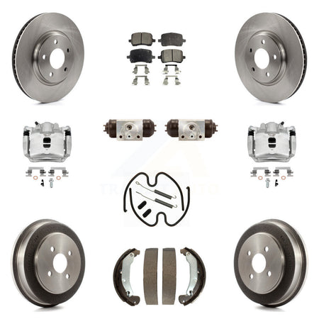 Front Rear Disc Brake Caliper Rotors Drum Semi-Metallic Pad Shoe Cylinder Kit (11Pc) For KC8-100881P