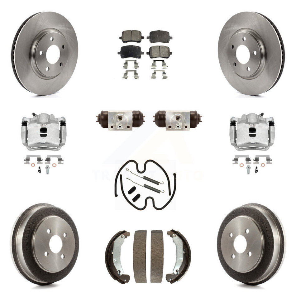 Front Rear Disc Brake Caliper Rotors Drum Semi-Metallic Pad Shoe Cylinder Kit (11Pc) For KC8-100881P