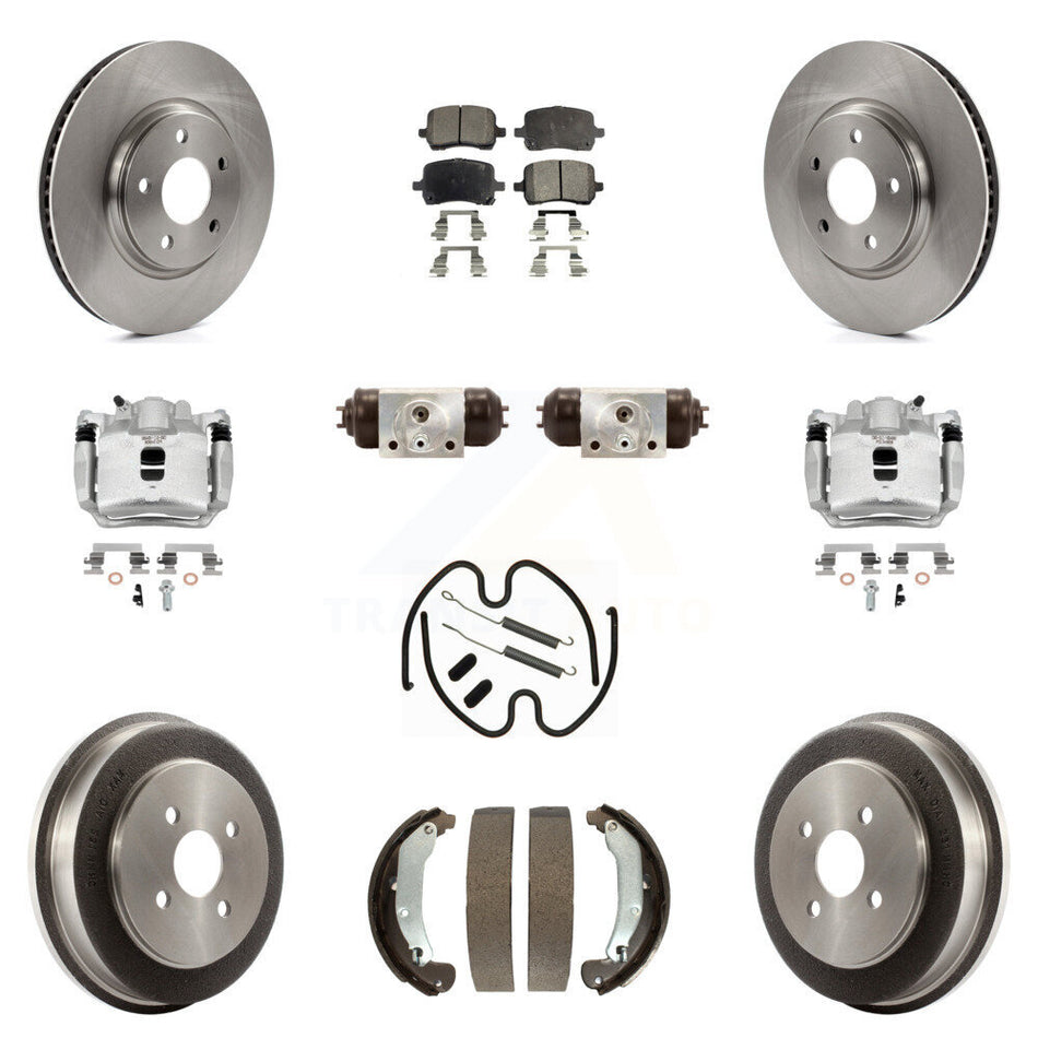 Front Rear Disc Brake Caliper Rotors Drum Semi-Metallic Pad Shoe Cylinder Kit (11Pc) For KC8-100881P