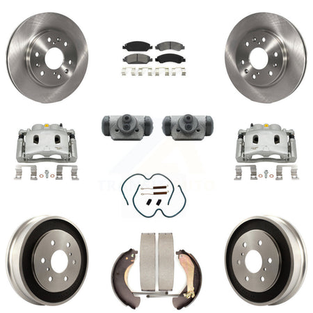 Front Rear Brake Caliper Rotors Drum Semi-Metallic Pad Shoe Cylinder Kit (11Pc) For 1500 KC8-100881S