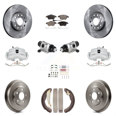 Front Rear Brake Caliper Rotor Drum Ceramic Pad Shoe Cylinder And Hardware Kit (11Pc) For 2011-2012 Volkswagen Jetta 2.5L with rear brakes With 288mm Diameter KC8-100881T by Transit Auto