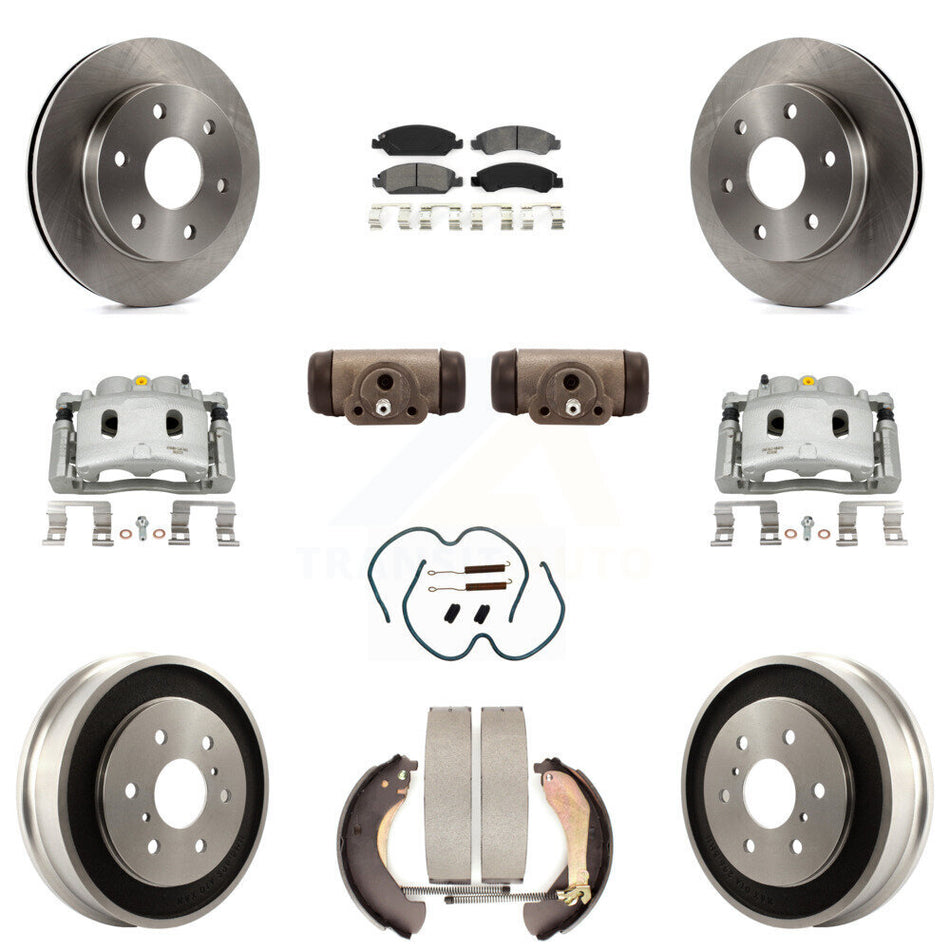 Front Rear Disc Brake Caliper Rotors Drum Semi-Metallic Pad Shoe Cylinder Kit (11Pc) For KC8-100885S