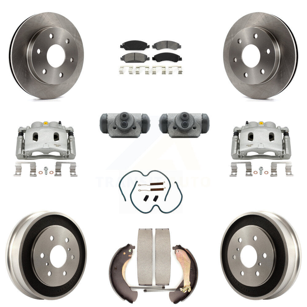 Front Rear Disc Brake Caliper Rotors Drum Semi-Metallic Pad Shoe Cylinder Kit (11Pc) For KC8-100886S