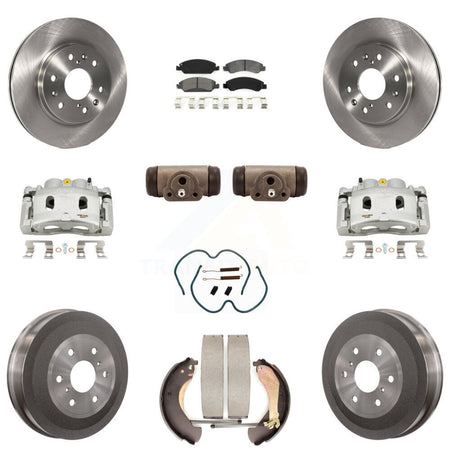 Front Rear Brake Caliper Rotors Drum Semi-Metallic Pad Shoe Cylinder Kit (11Pc) For 1500 KC8-100887S