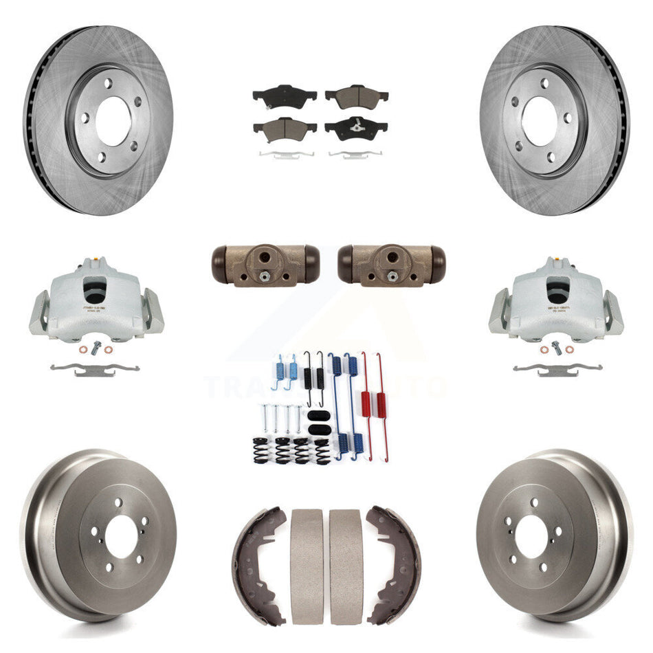 Front Rear Disc Brake Caliper Rotors Drums Ceramic Pads Shoes Wheel Cylinders And Hardware Kit (11Pc) For Dodge Chrysler Town & Country Grand Caravan rear brakes KC8-100888C