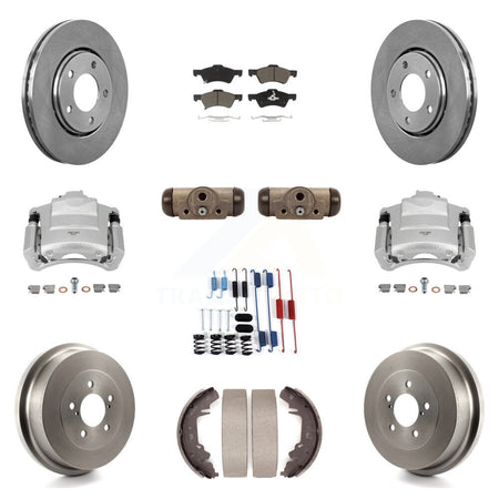 Front Rear Brake Caliper Rotors Drum Ceramic Pad Shoe Cylinder & Hardware Kit (11Pc) For KC8-100889C