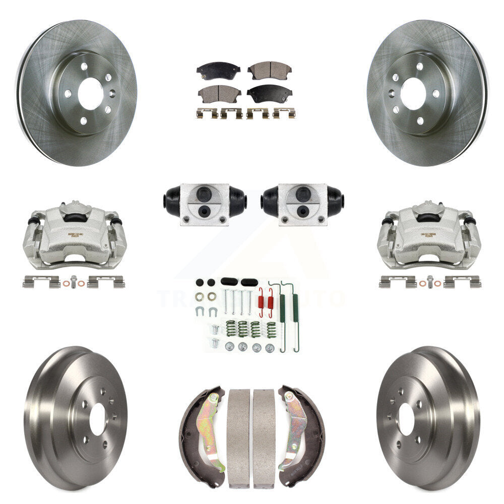Front Rear Disc Brake Caliper Rotors Drum Semi-Metallic Pad Shoe Cylinder Kit (11Pc) For KC8-100891P