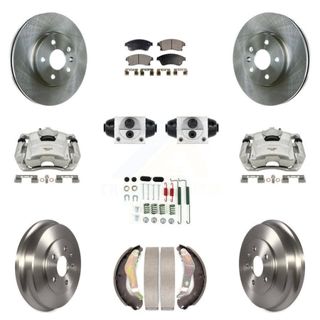 Front Rear Disc Brake Caliper Rotors Drum Semi-Metallic Pad Shoe Cylinder Kit (11Pc) For KC8-100891P