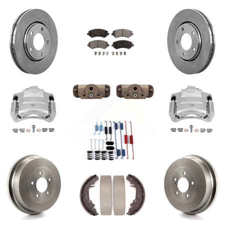 Front Rear Brake Caliper Rotors Drum Ceramic Pad Shoe Cylinder Hardware Kit (11Pc) For & KC8-100891T
