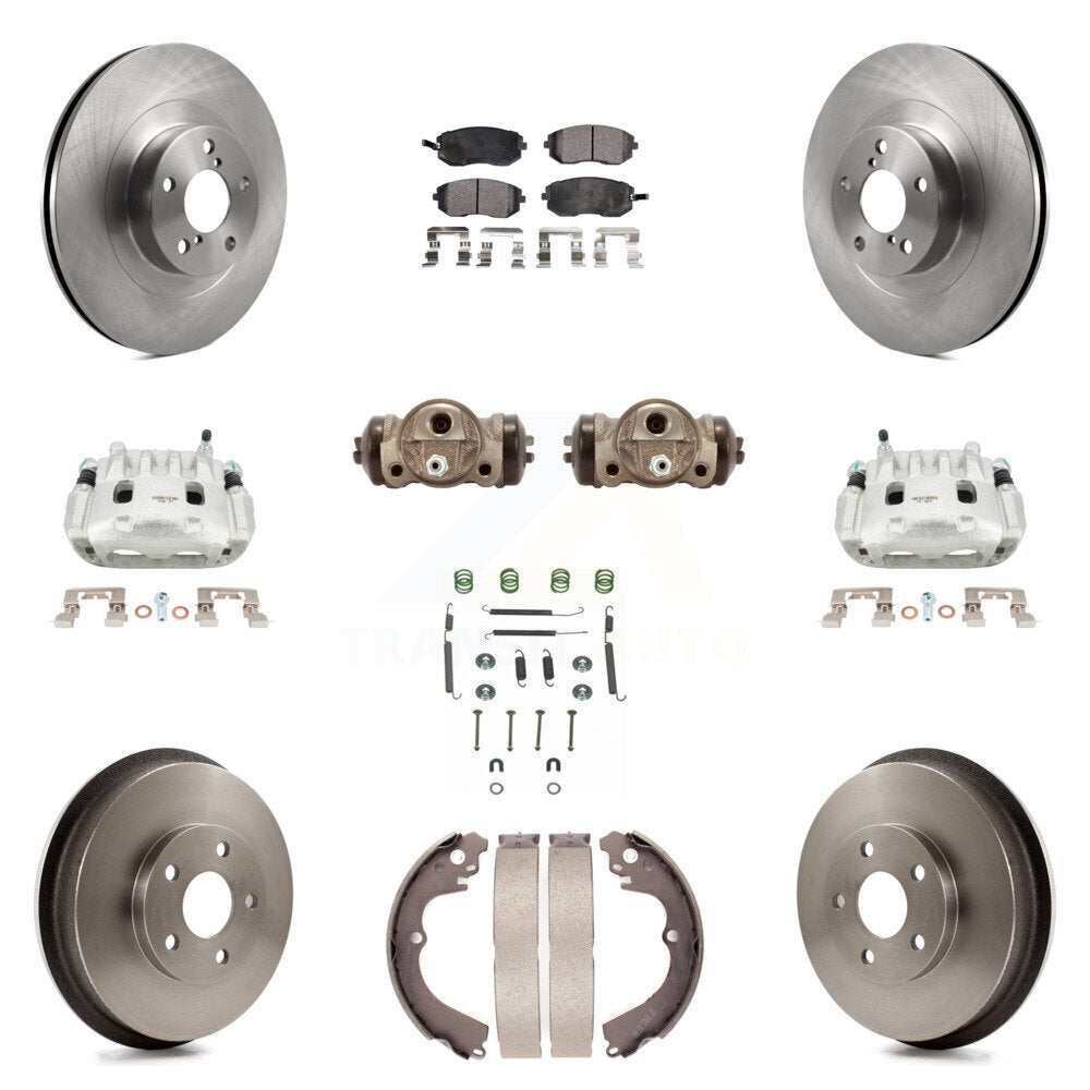 Front Rear Disc Brake Caliper Rotors Drum Semi-Metallic Pad Shoe Cylinder Kit (11Pc) For KC8-100894P