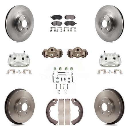 Front Rear Disc Brake Caliper Rotors Drum Semi-Metallic Pad Shoe Cylinder Kit (11Pc) For KC8-100894P